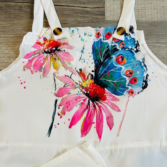 Lightweight jumpsuit with POCKETS and floral print on bib (size S) - Picture 3 of 11